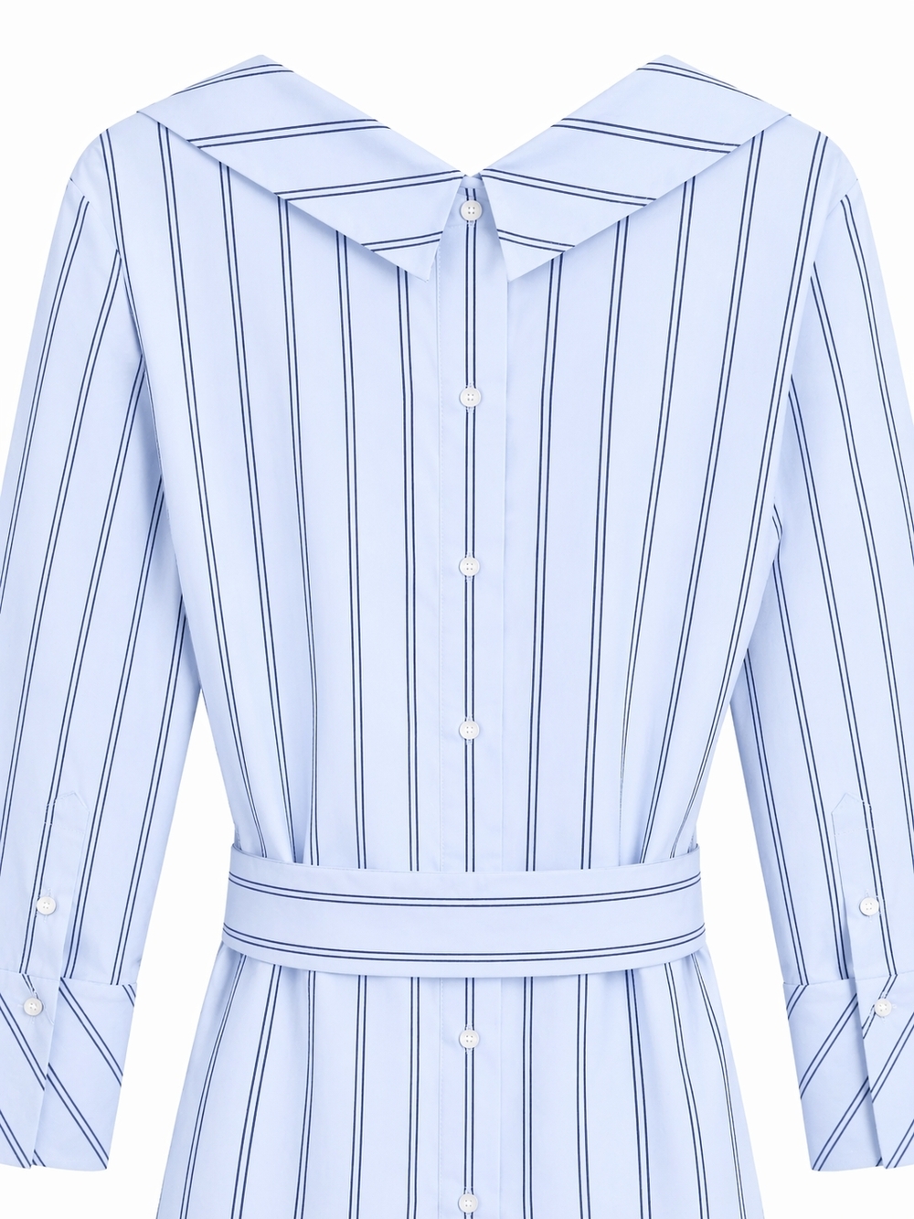 Banana Republic Blue Stripe Belted Tunic Top L NWT | Tailored Workwear Chic - Picture 5 of 16